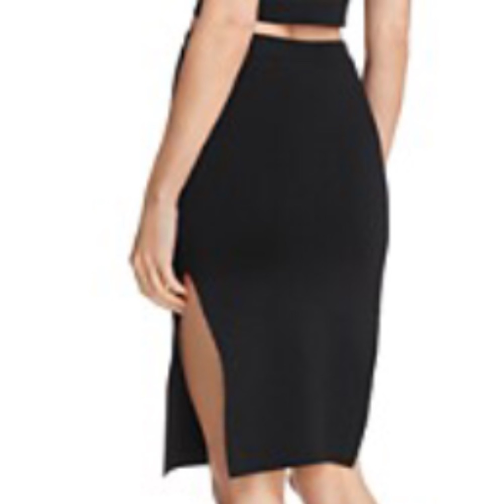 Black slit body con skirt